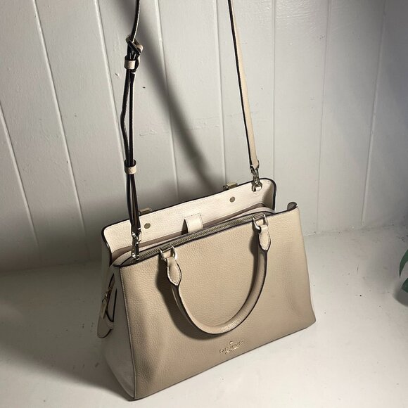 Kate Spade Leila Medium Triple Compartment Satchel - Light Sand Multi (EUC) - Picture 2 of 15